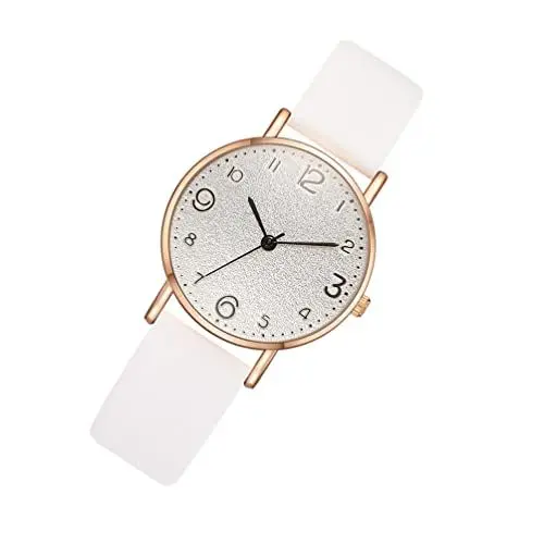 Produktbild: UKCOCO Damenuhr Leder Armbanduhr Weibliche Pu-banduhr Lederband Uhr Damen Lederarmbanduhr Uhr Für Mädchen Studentenarmbanduhr Uhr Mit Lederband Frau Gürteluhr Weiß Legierung Beiläufig