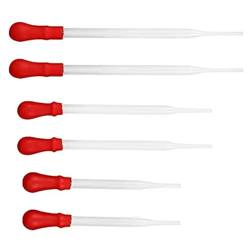 Produktbild: UKCOCO Glas Pipette Dropper mit Roter Gummikappe 30 STüCKE Graduierte Dropper Labor Pipette Flüssigkeit Transfer Pipette Labormesswerkzeug Liefert 9 Cm 12 Cm 15Cm