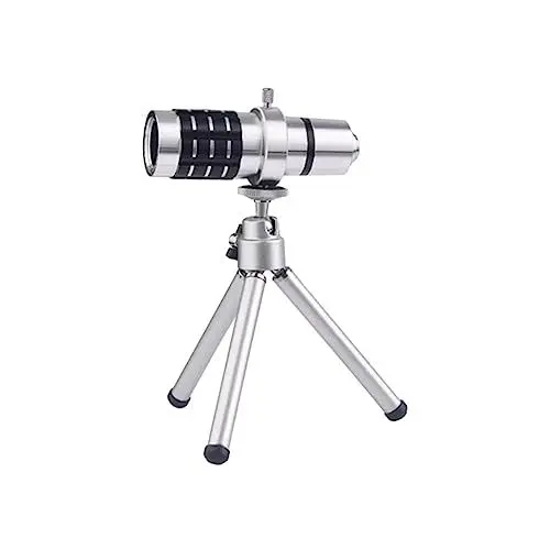 Produktbild: UKCOCO High Definition 12x Smartphone Kamera Objektiv Fernglas Mini Stativ für und Beobachtung Silber