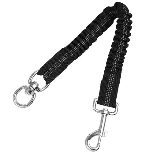 Produktbild: UKCOCO Reflektierende Nylon Hundeleine Mit VerläNgerung: Robuste Elastische Leine FüR Kleine Und Mittlere Hunde – Ideal Zum Laufen Und Joggen (Schwarz)
