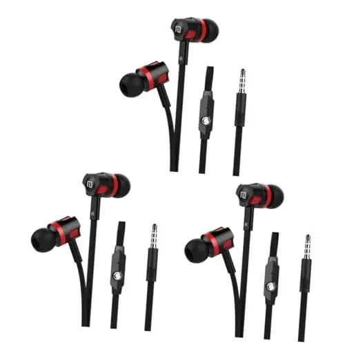 Produktbild: UKCOCO 3stücke Stereo In-Ear Kopfhörer Mit Mikrofon -line Steuerung Super Bass Und Geräuschisolierung Für Sport Und Fitness Zum Laufen Und Joggen Schwarz