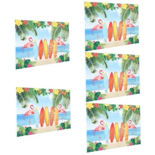 Produktbild: UKCOCO Party-Hintergrund 5St Hawaiischer Hintergrundstoff hawaiianische fotografiekulisse Aloha-Party-Hintergrund Hawaii-Kulisse Sommer-Strand Surfbrett Hawaii-Strand Bankett Vinyl