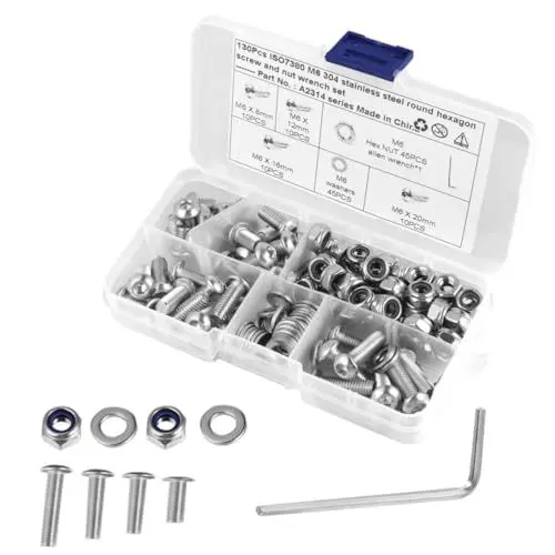 Produktbild: UKCOCO Rundkopf-maschinenschrauben Edelstahlschrauben Mit Muttern Und Schrauben Sortiment Kit Für Allgemeine Maschinenanforderungen