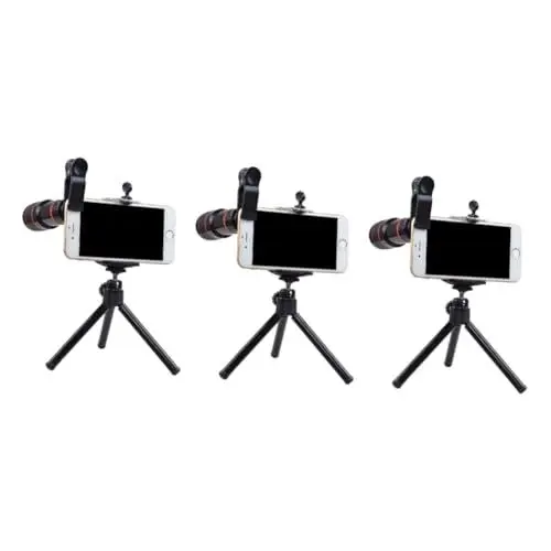 Produktbild: UKCOCO 3 Sets 12x Objektiv Für Handy Universal Fit Schwarz Mit Clip Und Stativ
