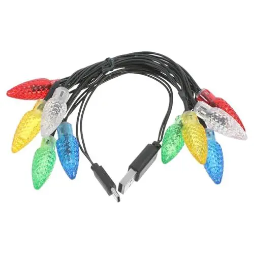 Produktbild: UKCOCO Telefonkabel C Kabel Led Weihnachtslicht Usb C Schnellladekabel Mehrfarbige Lampe Kompatibel mit Galaxy Note Und Anderen Phone Tabletten Weihnachtslichter Ladekabel