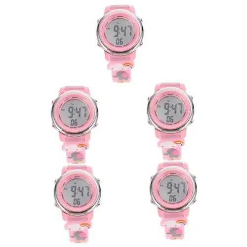 Produktbild: UKCOCO Übungsuhr 5 Stück D Genau Für Digitale Mode Cartoon Mädchen Tier Sport LED Handgelenk Schön Dekorativ Bequem Elefant Es Lehrer Tragen Outdoor Display Laufen Rosa Mädchenuhren