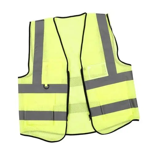 Produktbild: UKCOCO reflektierende Sicherheitsweste Vermessungsweste Netzschutzweste Warnweste Verkehrssicherheitsweste Baustellenweste Sicherheitsweste für den Bau Weste mit Taschen Polyester Green