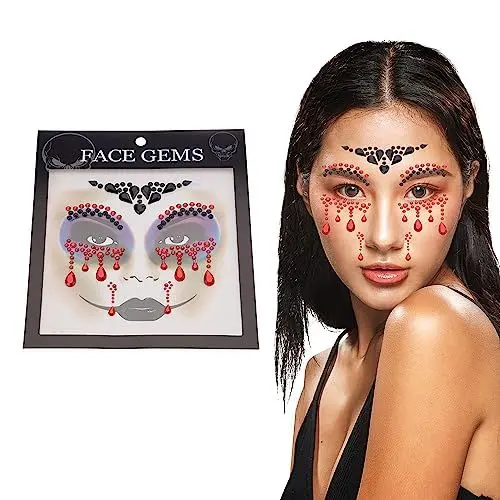 Produktbild: Ukerdo Rot Gesicht Juwelen Halloween Festival Augen Edelsteine Aufkleber Selbstklebend Vorübergehend Tattoos