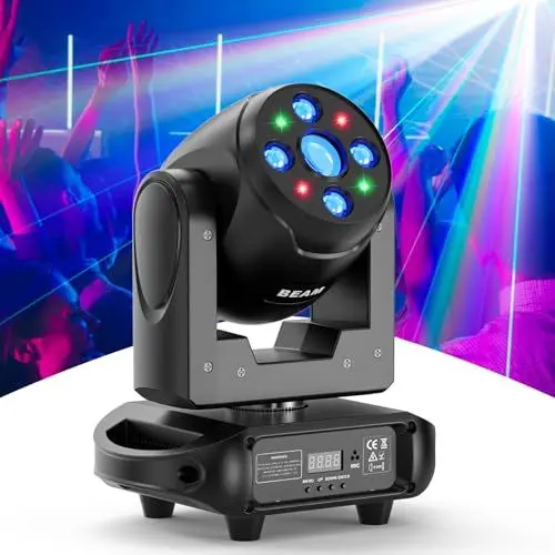 Produktbild: Ukfog 150W Moving Head LED Bühnenlicht RGBW Discolicht Partylicht mit 8 Muster 8 Farben Strobe Strahleneffekten Licht für DJ Disco Party Club Bar Show Halloween Weihnachten Beleuchtung