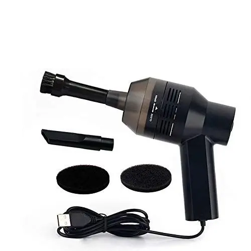Produktbild: UKHONK USB Mini Staubsauger Desktop Staubsauger Sammlung Werkzeug mit Pinsel für die Reinigung von Tastatur Staub,Brotkrümel,Papier Schrott,Radiergummi Crunbs,Zigarettenasche,Auto-Gerät(schwarz)