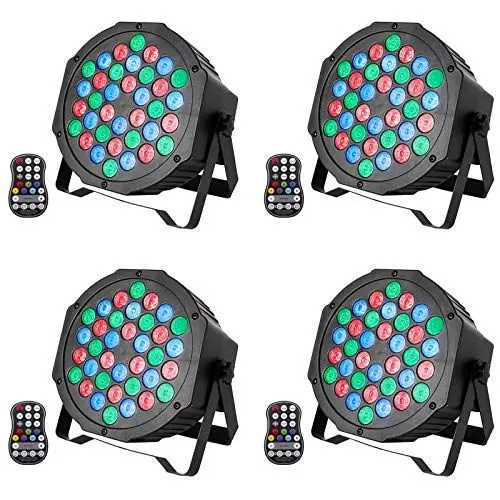 Produktbild: UKing 4 PCS RGB Akku LED Par Strahler Outdoor, Wiederaufladbare 36 LED Bühnenlicht mit Fernbedienung, 7CH Partylicht 7 Modi Lichteffekte für DJ Disco Hochzeit Weihnachten Bühnenbeleuchtung