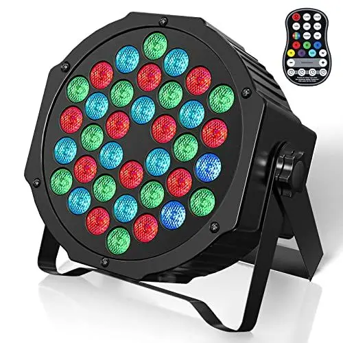 Produktbild: U`King RGB Akku Bühnenlicht, Wiederaufladbare 36 LED Strahler Par Licht mit Fernbedienung und Timing, Akku Strahler Outdoor für Hochzeit DJ Disco Events Indoor Tanzparty Kirche