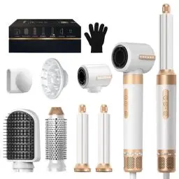 Produktbild: UKLISS 7 in 1 Airstyler, Ionen Föhn, Multistyler Hairstyler, 110000 U/Min Professionell Haartrockner, Warmluf Lockenstab Automatisch, Glätteisen, zum Styling, Volumisieren, Locken und Glätten