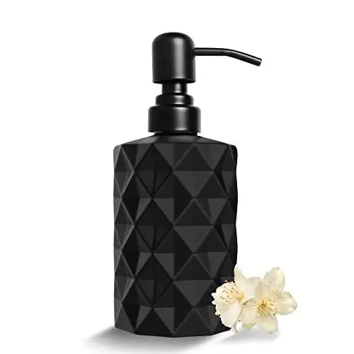 Produktbild: Ulable Handseifenspender 330 ml transparent Seifenspender für Badezimmer, Küchen, Hotel, Restaurant/öffentlicher Ort,Flüssigseifen-Spender aus Glas und Kunststoff (Mattschwarz)
