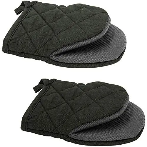Produktbild: Ulable Mini-Ofenhandschuhe, hitzebeständig, rutschfest, Neopren, Baumwolle, mit Schlaufe zum Aufhängen, für Mikrowelle und Backofen, 2 Stück