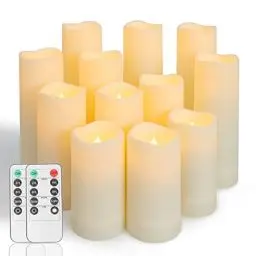Produktbild: Ulanox LED Kerzen Batteriebetrieben Flackernde Flammenlose Kerzen, 12er Set Elektrische Kerzen mit Timerfunktion & Fernbedienung für Weihnachten, Halloween (D:2.2'' x H:4''5''6''7'')