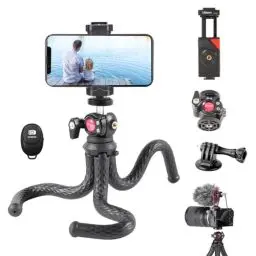 Produktbild: ULANZI FT-01 Mini Handy Kamera Stativ Flexibler, Selfie Stick mit Fernauslöser Bluetooth, Cold Shoe Mount, 1/4'' Schraubenkopf, 360° Schwenkbarer Kugelkopf, Gilt für iPhone Sumsung Digitalkameras