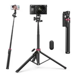 Produktbild: ULANZI MT-78 185cm Handy-Kamera Stativ Ausziehbares, Bluetooth Selfie-Stick, Telefonkamera-Stativständer mit Telefonclip, Cold Shoe, 360°-Kugelkopf-Kamerastativ, für DSLR-Kamera Sony, Canon, iPhone