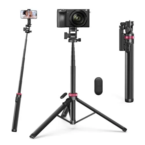 Produktbild: ULANZI MT-78 185cm Handy-Kamera Stativ Ausziehbares, Bluetooth Selfie-Stick, Telefonkamera-Stativständer mit Telefonclip, Cold Shoe, 360°-Kugelkopf-Kamerastativ, für DSLR-Kamera Sony, Canon, iPhone