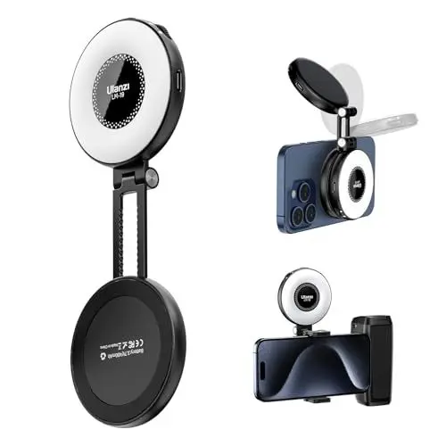 Produktbild: ULANZI LM19 Magnetisches Ringlicht Handy, Selfie Licht Handy 3 mit Farbtemperaturen 2500k-8500k Cri95, Videoleuchte Reversible Verlängerung für iPhone 16 15, Selfie Videokonferenz Vlog YouTube Tiktok