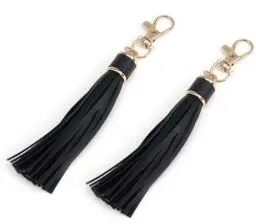 Produktbild: Ulawellor 2 Stück Quasten Schlüsselanhänger mit PU Leder Damen Leder Tasche Schlüsselanhänger Accessoires Feines Handwerk Praktisch (Schwarz),Quasten Anhänger zubehöccessories