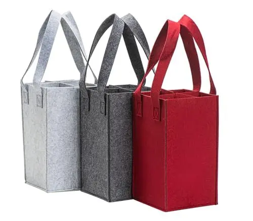 Produktbild: Ulawellor 3 Stück Flaschentasche,Weintasche Filz mit 4 Fächer, Flaschen Tasche aus Filz Wiederverwendbare,Wein Geschenktüte für Bier,Wein,Champagner,Whisky,Ideal für Partys,Reisen