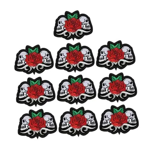 Produktbild: ULDIGI 10 Stück Applikation Punk-stick-patches Für Kleidung Und Hut Skelett-diy-patches