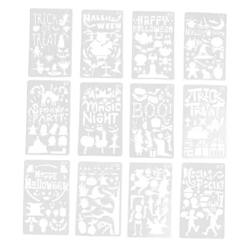Produktbild: ULDIGI Schablonen-set 12-teilig Halloween-zeichenvorlagen Geister-ornament Scrapbooking Prägung Halloween- Schule Basteln