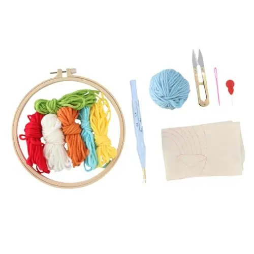 Produktbild: ULDIGI 1 Satz Bastelwerkzeug für Kinder Stickrahmen-Ornamente Punch-Needle-Handwerk Handarbeitsset für Kinder Punch Embroidery Set für Kinder Häkelset Kreuzstichpackungen für Erwachsene