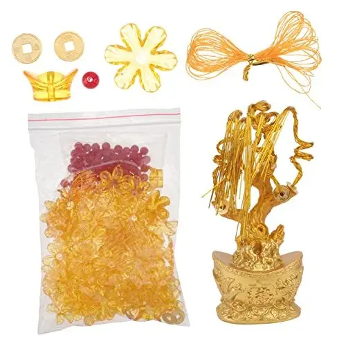 Produktbild: ULDIGI Baum Kit Handgemachte Perlen Bonsai Desktop Decor Für Home Gold Loch Basis 10 Stämme