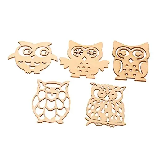 Produktbild: ULDIGI Unvollendete Eulen-holzspäne 20 Stück Zufällige Stile Bastel-ornament Holz-bastelbedarf Für Dekorations- Und Kunstprojekte