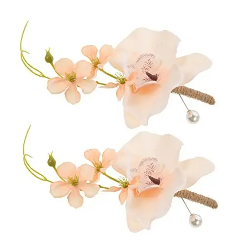 Produktbild: ULDIGI Hochzeit Dekorationen Set Bräutigam Boutonniere Braut Boutonniere Elegante Floral Corsagen