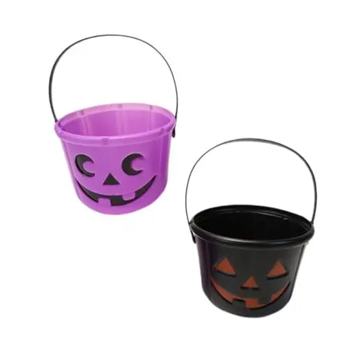 Produktbild: ULDIGI 2St Kürbis Eimer tragbarer Süßigkeitenbehälter Eimer für Halloween-Kinder Halloween Kinder Party Halloween kinderparty Dekorationsstütze Süßigkeiteneimer behandeln Plastik Black