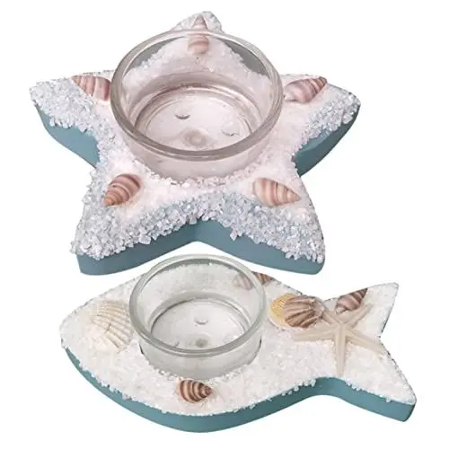 Produktbild: ULDIGI Dekoratives Kerzenhalter-Set in mediterraner Fischform für eine romantische Wohnatmosphäre