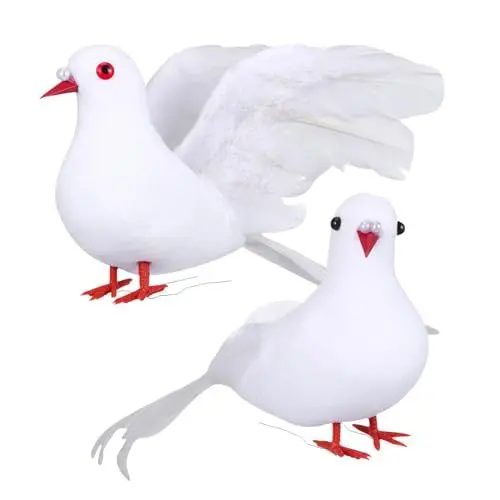 Produktbild: ULDIGI Simulation Taubendekoration Weiß Künstlicher Vogel Friedenstaube Hochzeitstaube Vogeldekoration Heimdekoration