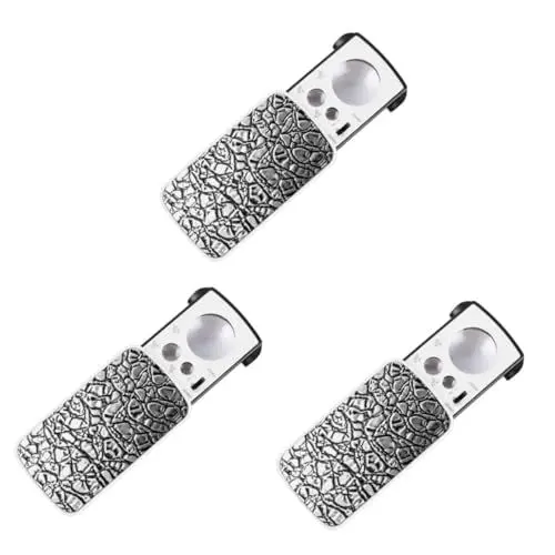 Produktbild: ULDIGI 3stücke Schmuck Lupe Mit Beleuchtung Handheld Vergrößerungsglas Für Juweliere Münzsammler Briefmarken Antiquitäten Und Leicht Und Tragbar Silber
