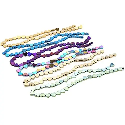 Produktbild: VILLCASE 50 Stück Lose Perlen Für Halskette Hämatit-herzperlen Abstandsperlen Perlen Schmuck Spacer Herzkopf Armband Aus Kristallperlen Charm-perlen Elastisch Halbfertiges Produkt