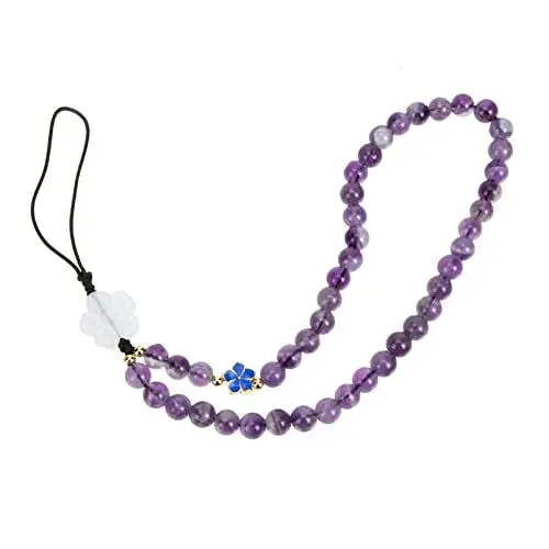 Produktbild: ULDIGI Natürlicher Amethyst Handyanhänger 6mm Perlen-Lanyard Für Handyanhänger Ästhetik