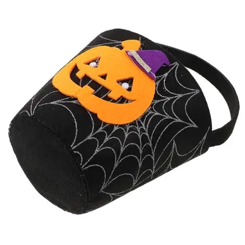 Produktbild: ULDIGI Halloween Süßigkeitentasche Tote Spinne Fledermaus Kürbis Eimer Vliesstoff Goodie Bag Für Party Leckereien