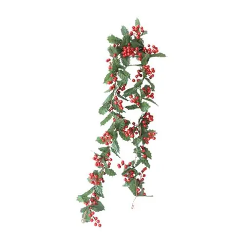 Produktbild: ULDIGI Grüne Weihnachtsgirlande Mit Roten Beeren Hängegirlande Weihnachtsgirlande Beerengirlande Dekoration Für Weihnachten