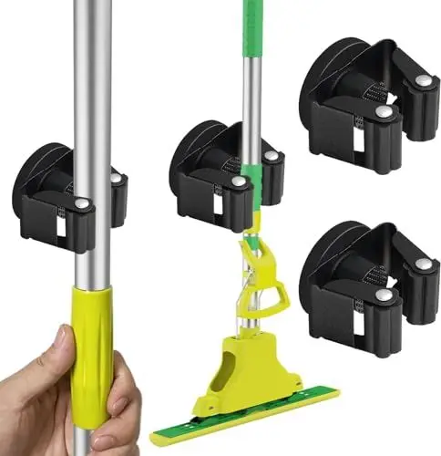 Produktbild: ULIBERMAGNET Besenhalter, magnetisch, magnetisch, mobil, robust, rutschfest, zur Aufbewahrung an der Wand, praktische Aufbewahrung für Tür – Besen, Schaufelhaken für Garage, Küche, Garten