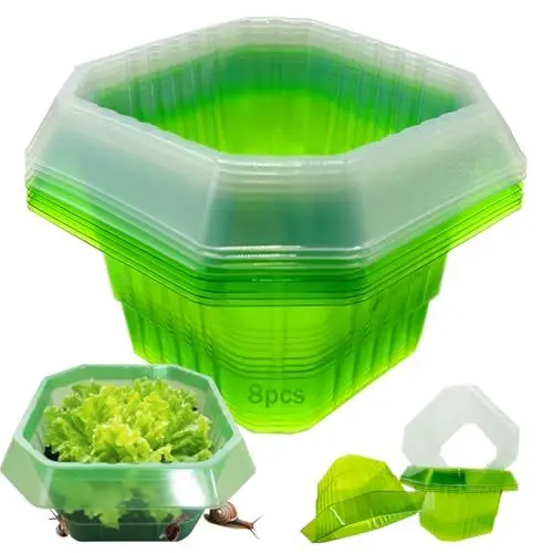 Produktbild: Ulinca Schneckenkragen,Schneckenschutz,Schneckenzaun,Schneckenschutzringe,Wetterfest und Langlebig,Schutz für Salat Schützt Pflanzen vor Tierfraß,Transparent & Grün