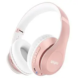 Produktbild: Uliptz Kabellose Bluetooth-Kopfhörer, 65 Stunden Spielzeit, 6 EQ-Sound-Modi, HiFi-Stereo-Over-Ear-Kopfhörer mit Mikrofon, Faltbare Bluetooth 5.3-Kopfhörer für Reisen/Büro/Handy/PC (Roségold)