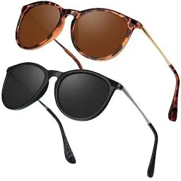 Produktbild: Ulknyss Sonnenbrille Damen Polarisiert Retro Runde Sonnenbrillen UV400 Schutz Vintage Sunglasses für Damen Fahren Reisen
