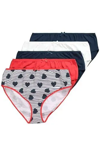 Produktbild: Ulla Popken Damen 5er, Midi, Stripe & Heart Slips, Nachtblau, 50-52