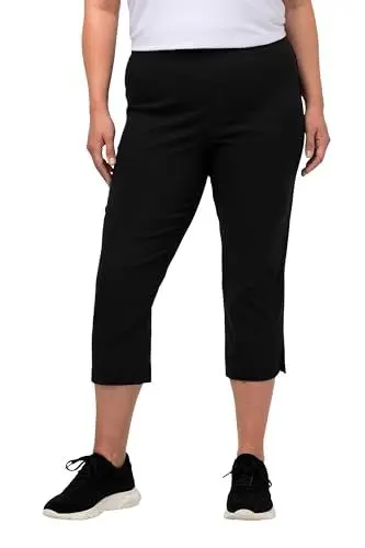 Produktbild: Ulla Popken Damen Bengalin wadenlang Hose, Schwarz, 52 EU
