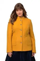 Produktbild: Ulla Popken Damen Boiled Wool Janker mit Schurwolle Blazer, helles senfgelb, 60