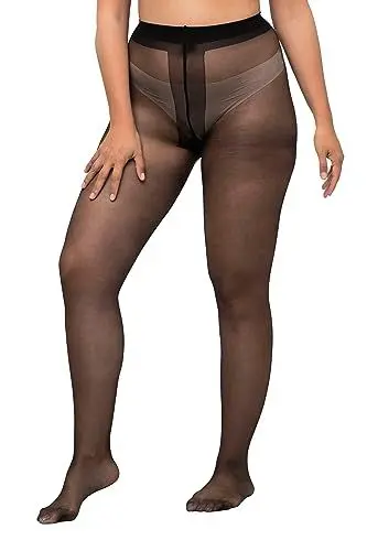 Produktbild: Ulla Popken Damen Feinstrumpfhose mit Laufmaschenstopp, Ernergy Support, 20 den Strumpfhose, 20 Denier, schwarz, 40-42