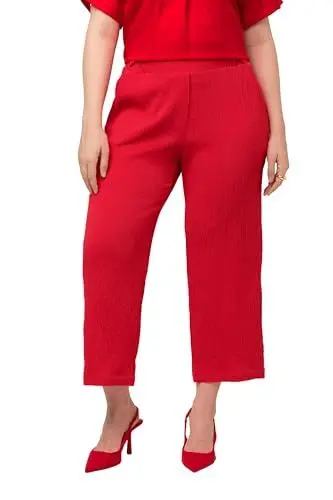 Produktbild: Ulla Popken Damen Hose, Bubblestruktur Freizeithose, Salsarot, 56W / 32L