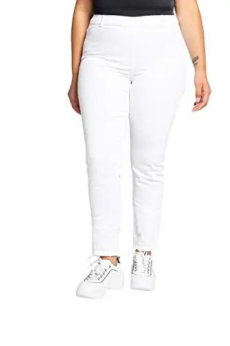 Produktbild: Ulla Popken Damen Jeggings Sienna, Stretch, Gürtelschlaufen Hosen, Schneeweiß, 40W / 30L EU (Herstellergröße : 25 EU)
